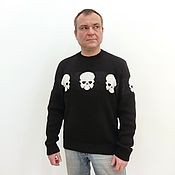 Мужская одежда handmade. Livemaster - original item Sweater with skulls made of 100% merino wool. Handmade.