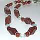 Beads from natural stones of carnelian, agate and opalite, Necklace, Velikiy Novgorod,  Фото №1