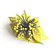 Hair Clip Leather Flower LEMON Yellow Lemon with Stamens. Hairpins. De-Si-Re. My Livemaster. Фото №4