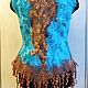 Order Felted vest with sheep curls Turquoise and terracotta. FansFelt. Livemaster. . Vests Фото №3