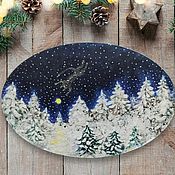Картины и панно handmade. Livemaster - original item The night before Christmas winter landscape oval painting on canvas. Handmade.