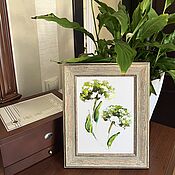 Картины и панно handmade. Livemaster - original item Mini picture hogweed in a beautiful frame. Small paintings with herbs.. Handmade.