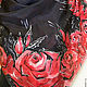 Silk Scarf 'Roses' Red,Black silk 100%. Shawls1. Silk Batik Watercolor ..VikoBatik... My Livemaster. Фото №5