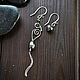 Silver earrings with hematite Long asymmetric earrings silver, Earrings, Ulan-Ude,  Фото №1
