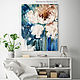 Painting interior peony Turquoise peony oil Painting in marine tones, Pictures, Moscow,  Фото №1