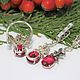 Dorsia earrings and ring with red cubic zirconia in 925 DD0093 silver. Jewelry Sets. Sunny Silver. My Livemaster. Фото №6
