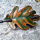 Barrette 'Oak leaf', made of leather with a wooden hairpin, Hairpins, Ekaterinburg,  Фото №1