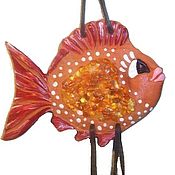 Fish, panels, pendant on the wall,ceramics-amber