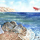 Картина акварелью: Красный аэроплан и синее море, Картины, Санкт-Петербург,  Фото №1