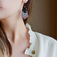 Copper earrings with black obsidian boho geometric Flower earrings. Earrings. Strangell Jewelry. My Livemaster. Фото №5