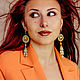 Embroidered earrings SABINA. Apple syrup. Earrings with tassels, Tassel earrings, Krasnodar,  Фото №1