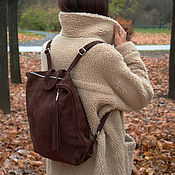 Сумки и аксессуары handmade. Livemaster - original item Urban Suede Backpack Brown Medium Size with Pockets. Handmade.