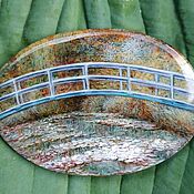 Кулон с росписью Рыбка мандаринка Лаковая миниатюра на агате
