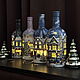 Заказать  Рождественский городок. Бутылки-светильники 3D. Елена Сухотина handmade decoupage. Ярмарка Мастеров. . Домики Фото №3