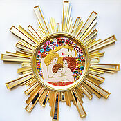 Картины и панно handmade. Livemaster - original item My suns - Decorative panel mirror sun Mom and kids (Klimt). Handmade.