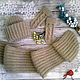 Knitted hat, scarf and mittens set 'Happy New Year!'. Mittens. Knitting for kids and moms. Интернет-магазин Ярмарка Мастеров.  Фото №2
