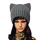 Hat with ears Cat ladies knitted elastic band, Caps, Orenburg,  Фото №1