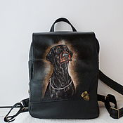 Сумки и аксессуары handmade. Livemaster - original item Leather backpack with a portrait of a pet to order for Larisa.. Handmade.
