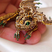 Украшения handmade. Livemaster - original item Brooch dragon "Goldie".  Embroidered dragon. Golden dragonet. Handmade.