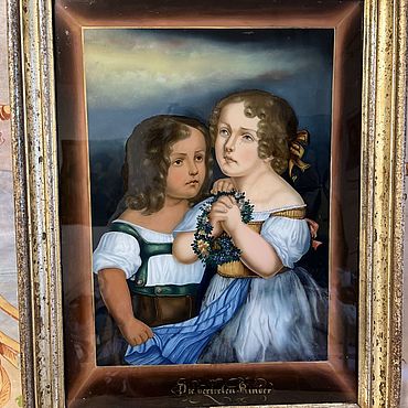 Винтаж ручной работы. Ярмарка Мастеров - ручная работа Винтаж: B. Winterhalder (1813) живопись по стеклу, винтаж-антикварная живопи. Handmade.