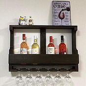 Для дома и интерьера handmade. Livemaster - original item Wall shelf for wine and glasses 