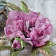 Order Brooch textile peony silk Lilac wedding. LIUDMILA SKRYDLOVA (flower glade). Livemaster. . Brooches Фото №3