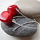 Серебряные серьги из коралла.