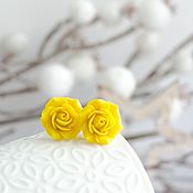 Украшения handmade. Livemaster - original item Handmade Yellow Rose Stud Earrings. Handmade.