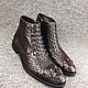 Ankle boots made of embossed alligator skin, in brown, High Boots, St. Petersburg,  Фото №1