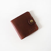 Кожаный кошелек карманный песочного цвета