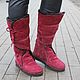 Order Copy of Winter Boots moccasin Suede Fur sheepskin Red. Katorina Rukodelnica HandMadeButik. Livemaster. . Moccasins Фото №3