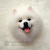 Украшения handmade. Livemaster - original item Brooch dog laika samoyed / white dog / brooch felted dog. Handmade.
