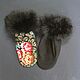 Order Mittens made of a handkerchief 'Ladoga' with a black fox. National Brand. Livemaster. . Mittens Фото №3