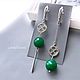 Asymmetric earrings long Emerald, Earrings, Yaroslavl,  Фото №1