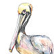 Order Pelican Watercolor Painting Postcard or Poster with Birds. KapustinaArt. Livemaster. . Cards Фото №3