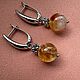 Серьги с цитрином, под серебро. Серьги классические. Katerina Moroz accessories for you (katerinamoroz). Ярмарка Мастеров.  Фото №5