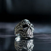 Cat Ring Silver 925 with red zircons tangible weight