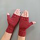  Knitted mittens from merino Plaited burgundy. Mitts. Lace knitting workshop. Lidiya.. My Livemaster. Фото №6