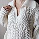 Джемперы белый с косами. Джемперы. Мастерская K. WooD_KnitweaR. Интернет-магазин Ярмарка Мастеров.  Фото №2